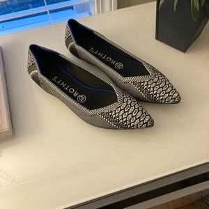 Rothy’s python black and white pointed toe flats